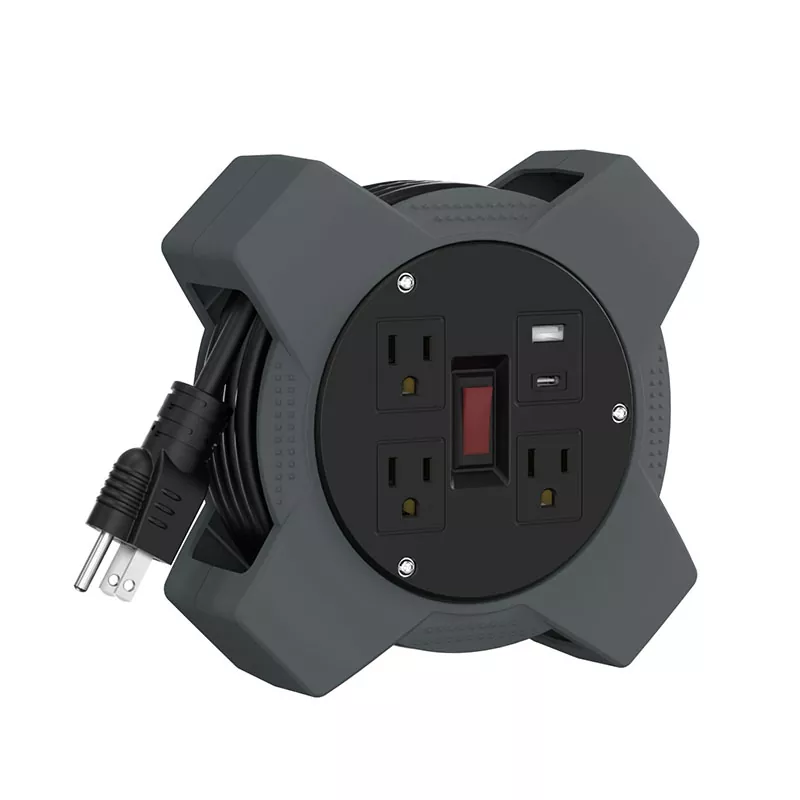 3টি আউটলেট ইউএসবি প্লাস্টিক কর্ড রিল 20 ফুট 3টি আউটলেট ইউএসবি প্লাস্টিক কর্ড রিল 20 ফুট