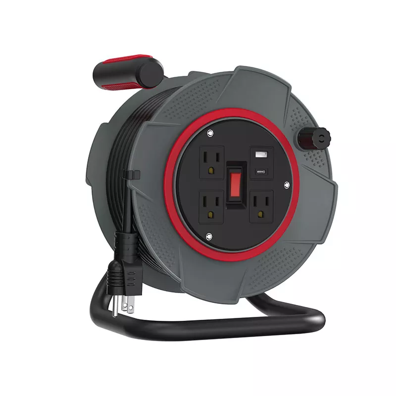 3আউটলেট ইউএসবি প্লাস্টিক কর্ড রিল 45 ফুট 3আউটলেট ইউএসবি প্লাস্টিক কর্ড রিল 45 ফুট